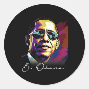 4th Of July Barack Obama President Portrait Patrio Classic Round Sticker