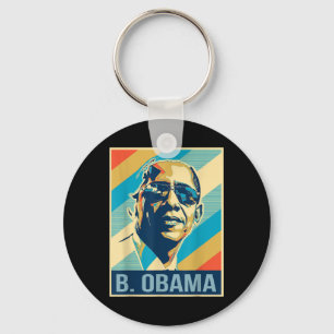 4th Of July Barack Obama President Retro Patriotic Key Ring