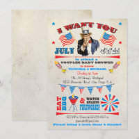 4th of July Barbecue bbq Baby Shower invitations