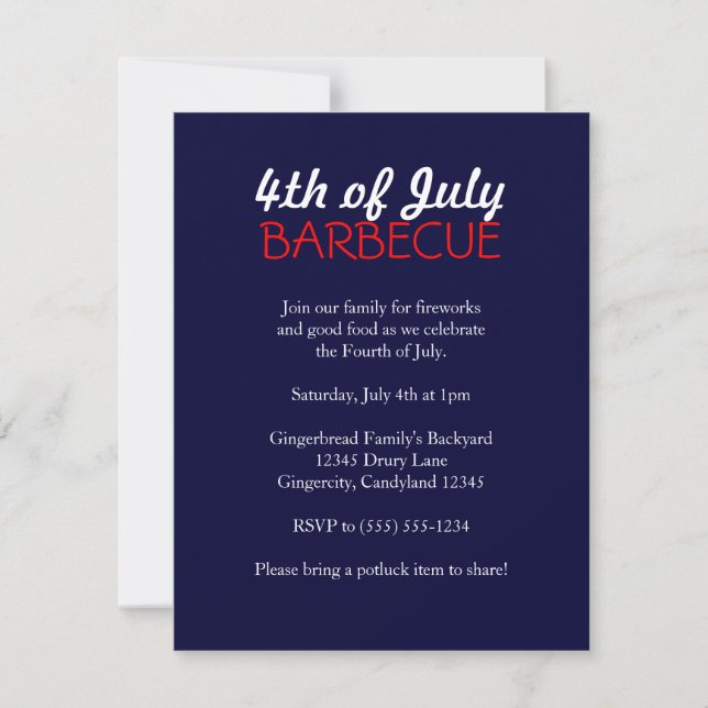 4th of July Barbecue Invitation (Front)