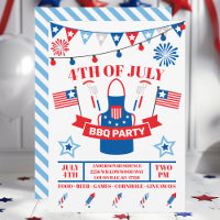 4th Of July Barbeque Apron Light Blue BBQ Party 