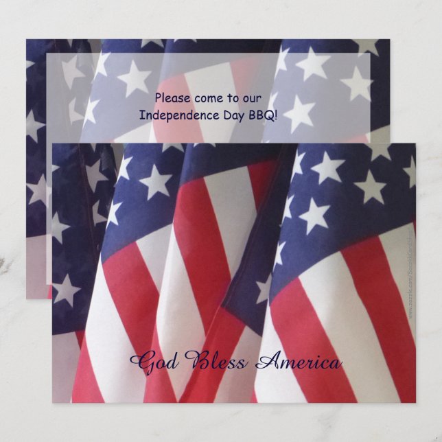 4th of July Barbeque Invitation, American Flags Invitation (Front/Back)