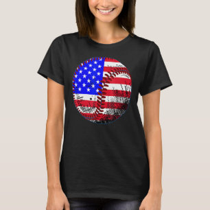 4th Of July Baseball American Flag Patriotic Weath T-Shirt