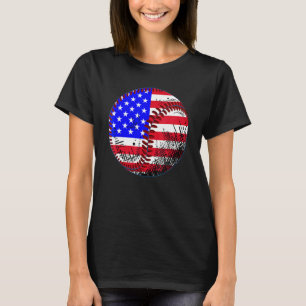 4th Of July Baseball American Flag Patriotic Weath T-Shirt