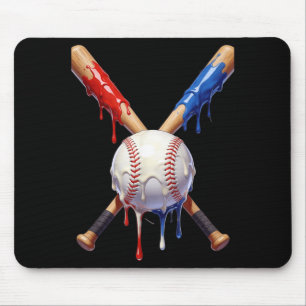 4th of July Baseball Ice Cream Drip Patriotic Mouse Mat