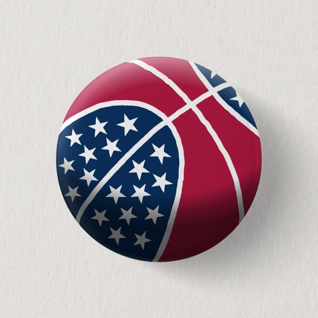 4th of July Basketball 3 Cm Round Badge (Front)