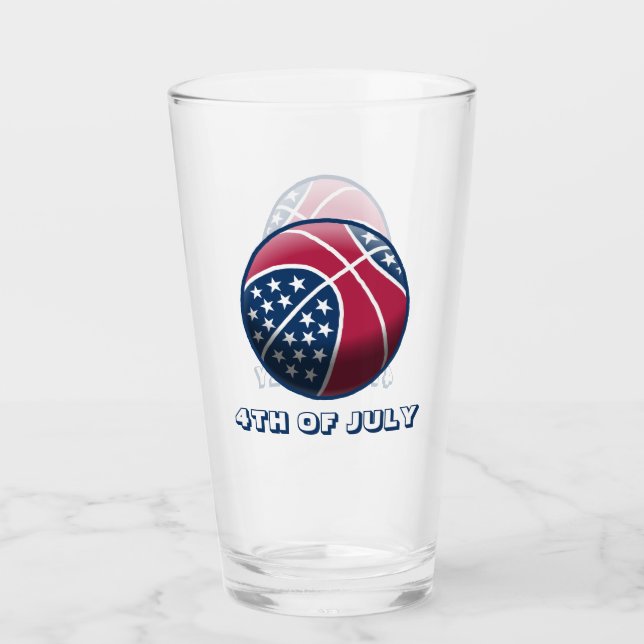 4th of July Basketball Glass (Front)