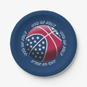 4th of July Basketball Paper Plate
