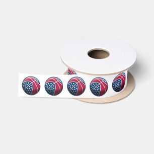 4th of July Basketball Satin Ribbon