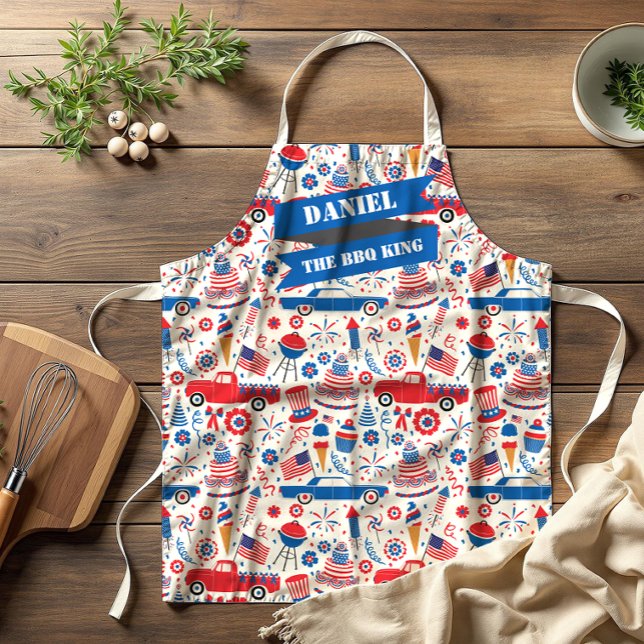 4th of July BBQ Americana All-Over Print Apron (Creator Uploaded)