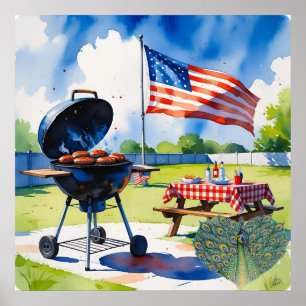 4th of July BBQ Celebration Grill Poster