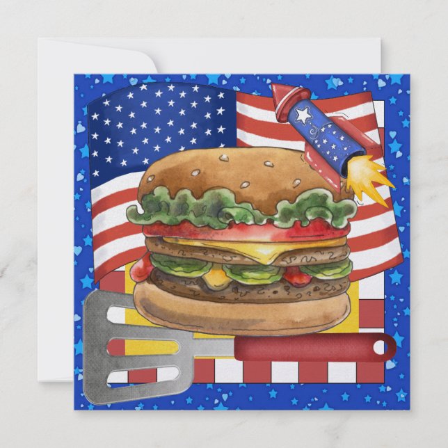 4th of July - BBQ Cook Out ! SRF Invitation (Front)