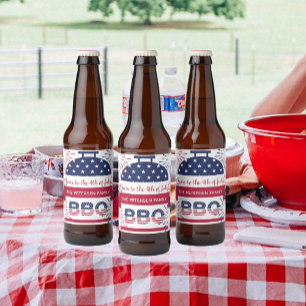 4th of July bbq fireworks stars and stripes Beer Bottle Label