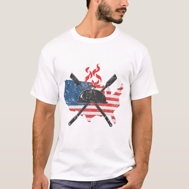 4th of July BBQ Grill Master T-Shirt (Front)