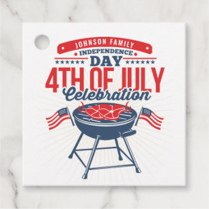 4TH of July BBQ Grill Personalised Family Reunion  Favour Tags