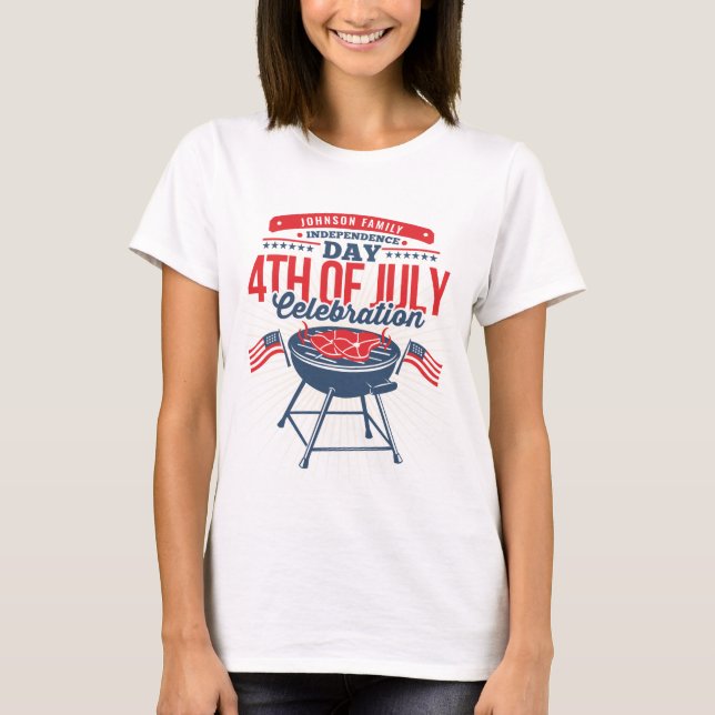 4TH of July BBQ Grill Personalised Family Reunion  T-Shirt (Front)