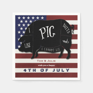 4th of July BBQ I Like Pig Butts and I Cannot Lie Napkin