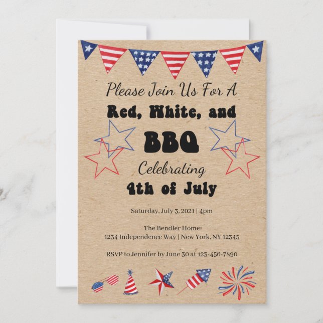 4th of July BBQ Invitation (Front)