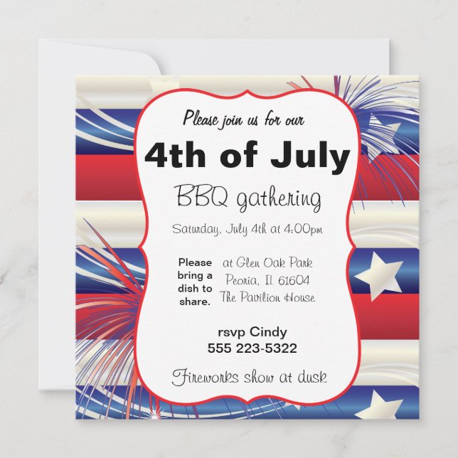 4th of July BBQ Invitation (Front)