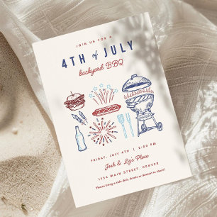 4th of July BBQ Invitation, 4th of July Party Invi Invitation
