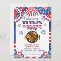 4th Of July BBQ Invitation, Party In USA Invite