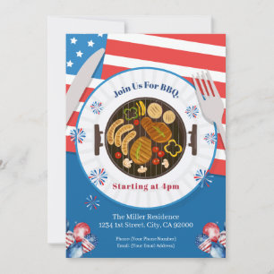 4th Of July BBQ Invitation, Party In USA Invite