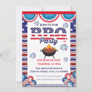 4th Of July BBQ Invitation, Party In USA Invite