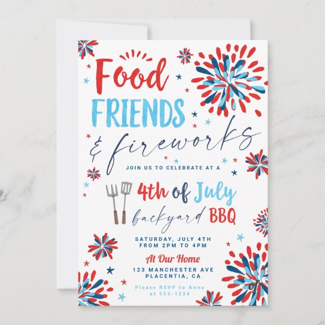 4th of July BBQ Neighbourhood Block Party Invitation (Front)