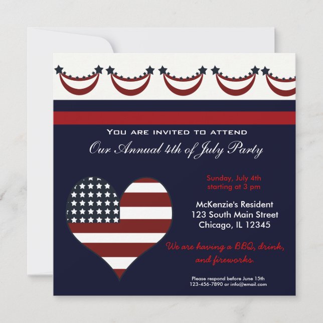 4th of July BBQ Party Invitation (Front)