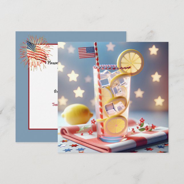 4th of July BBQ Party Invitation (Front/Back)