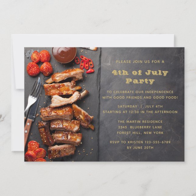 4th of July BBQ Party Invitation (Front)