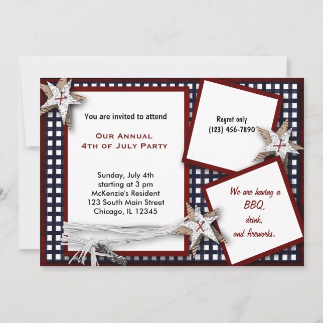 4th of July BBQ Party Invitation (Front)