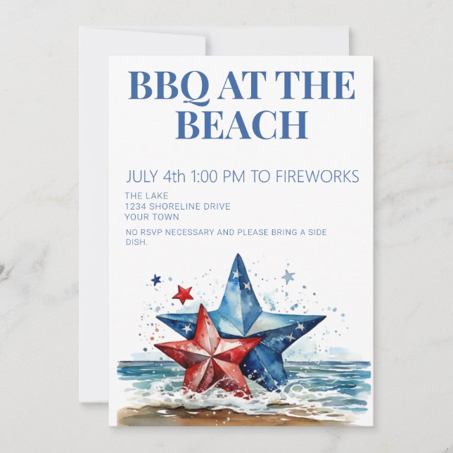 4th of July BBQ Party Invitation (Front)