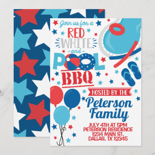 4th of July BBQ Party Invitation Invite