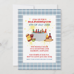 4th of July BBQ Party Invitations