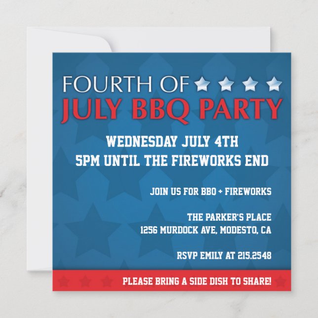 4th of July BBQ Party Invite (Front)
