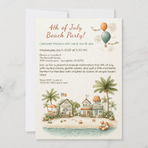 4th of July Beach Party Invitation – Soft Line Art