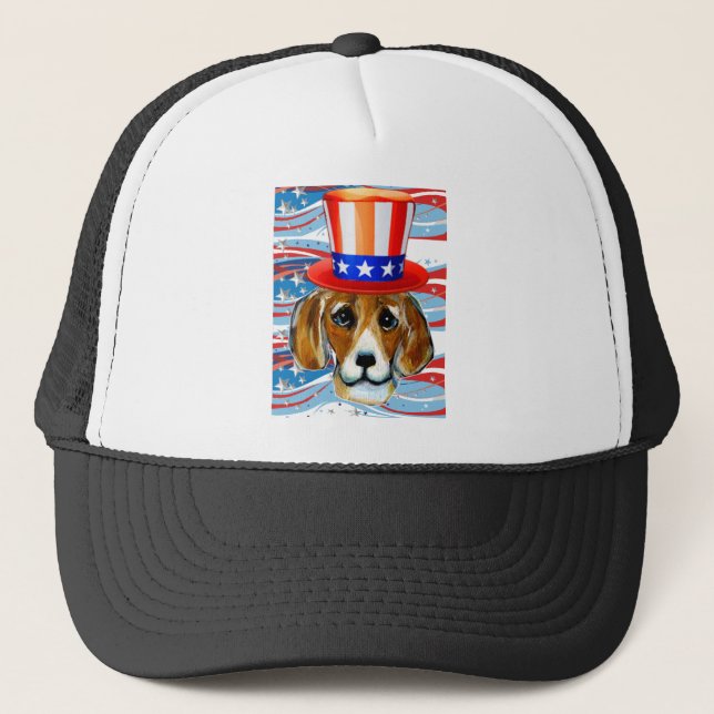 4th of July Beagle Trucker Hat (Front)