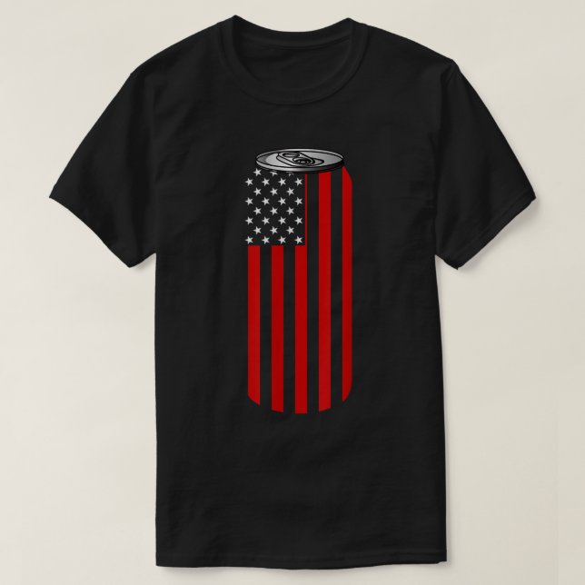 4TH Of July Beer Can Flag T-Shirt (Design Front)