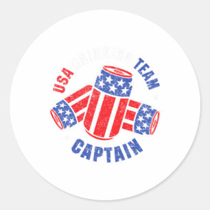 4th Of July Beer Can Flag Usa Drinking Team Tees Classic Round Sticker