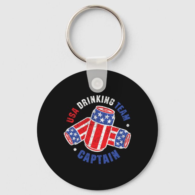 4th Of July Beer Can Flag Usa Drinking Team Tees  Key Ring (Front)