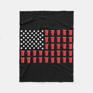 4th Of July Beer Pong American Flag College Party Fleece Blanket