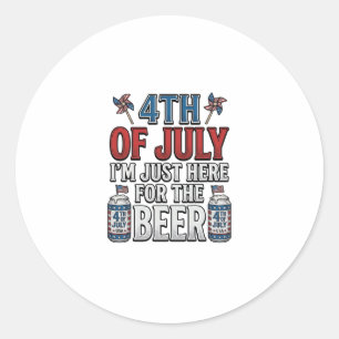 4th of July Beer Vintage Patriotic Shirt Design_1 Classic Round Sticker