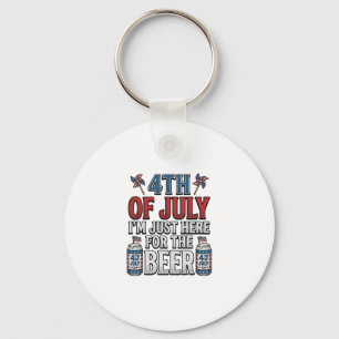 4th of July Beer Vintage Patriotic Shirt Design_1 Key Ring