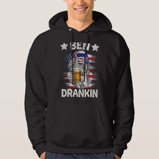 4th Of July Ben Drankin Drinking Beer Benjamin Fra Hoodie (Front)
