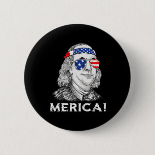4th Of July Ben Franklin Merica USA Boys Girls Kid 6 Cm Round Badge