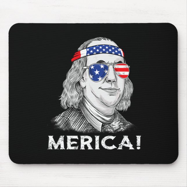 4th Of July Ben Franklin Merica USA Boys Girls Kid Mouse Mat (Front)