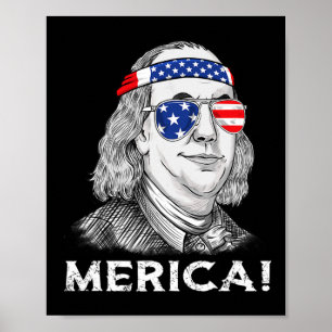 4th Of July Ben Franklin Merica USA Boys Girls Kid Poster