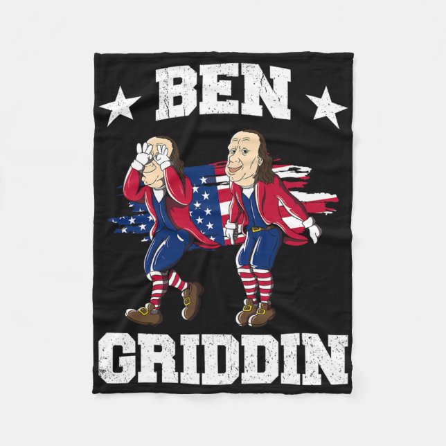 4th Of July Benjamin Franklin Griddy Ben Griddin 1 Fleece Blanket (Front)