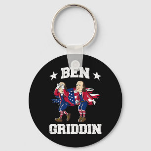 4th Of July Benjamin Franklin Griddy Ben Griddin 1 Key Ring